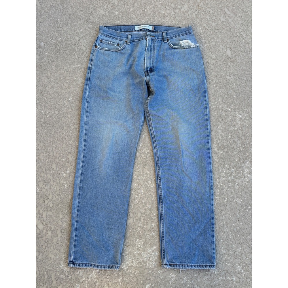 Levi's 505 Men's Jeans Regular Fit Light Wash Distressed Size 36 Y2K Vintage